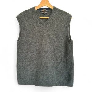 Vtg TOMMY HILFIGER Mens XL Merino Wool Sweater Vest Charcoal Pullover Japan Y2K